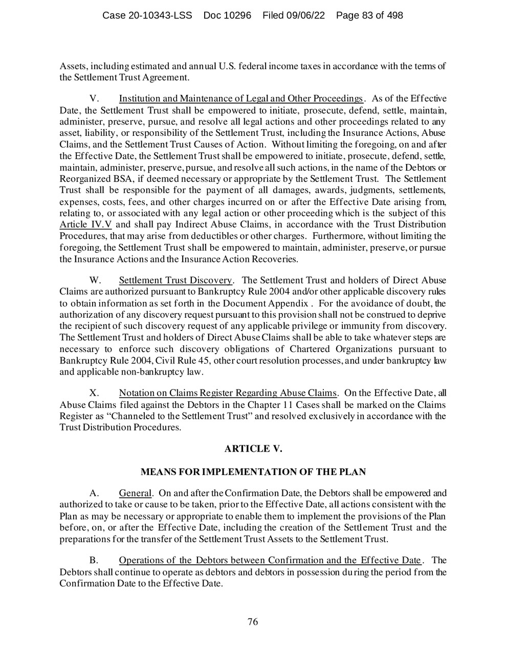 Third Modified Fifth Amended Chapter 11 Plan of Reorganization for Boy ...