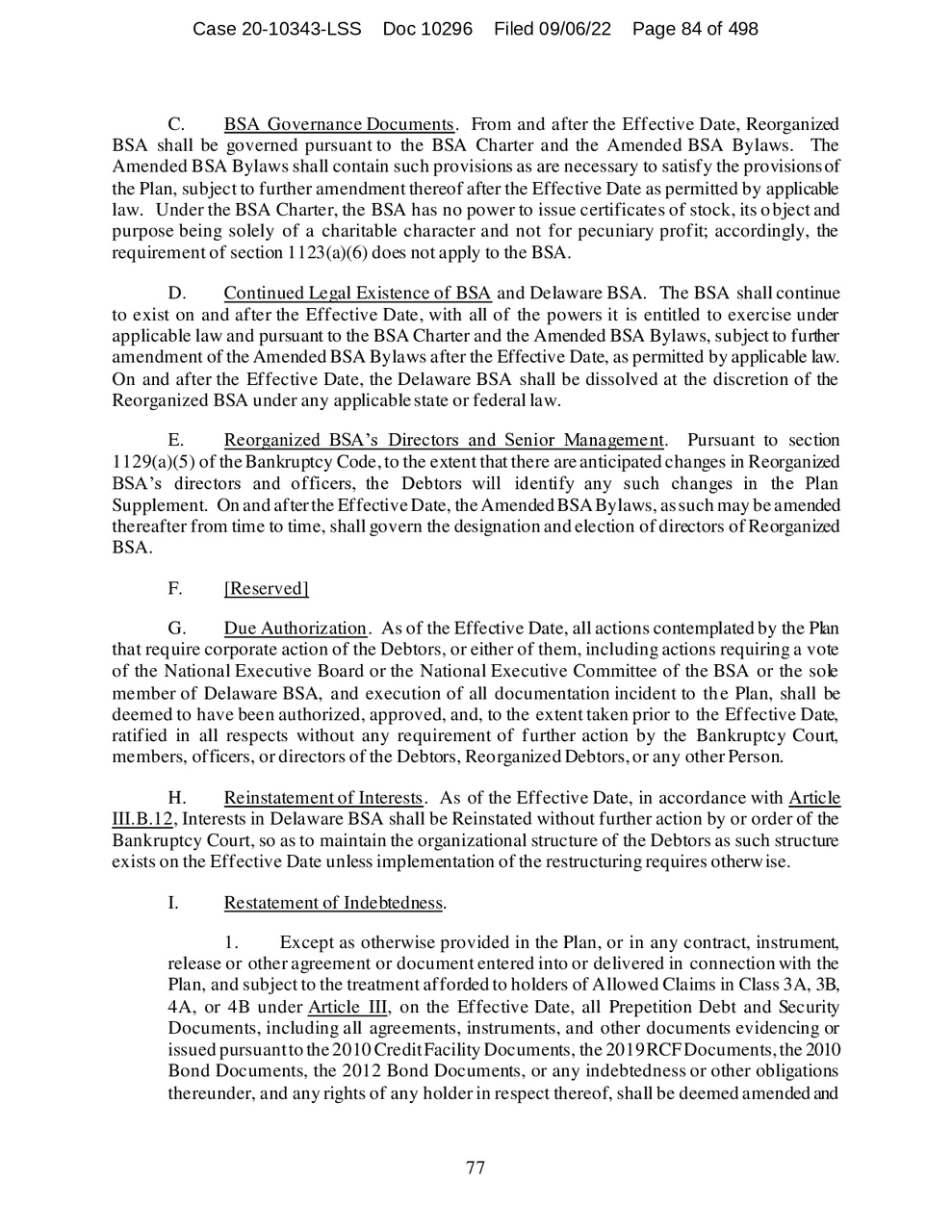 Third Modified Fifth Amended Chapter 11 Plan of Reorganization for Boy ...