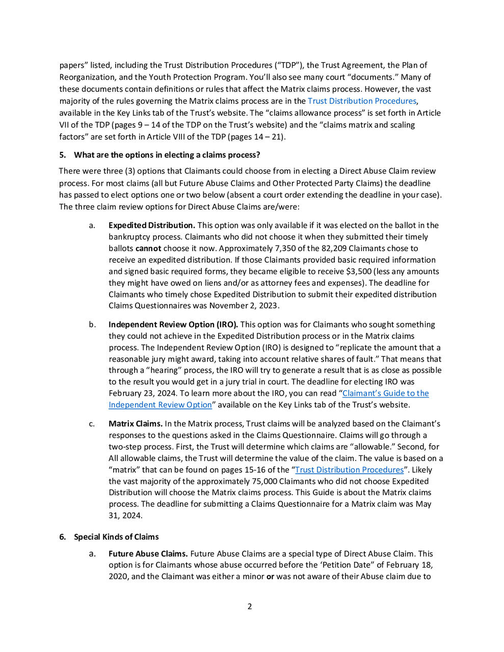 Guide To Safe Scouting Matrix.pdf Claimant's Guide to the Trust (