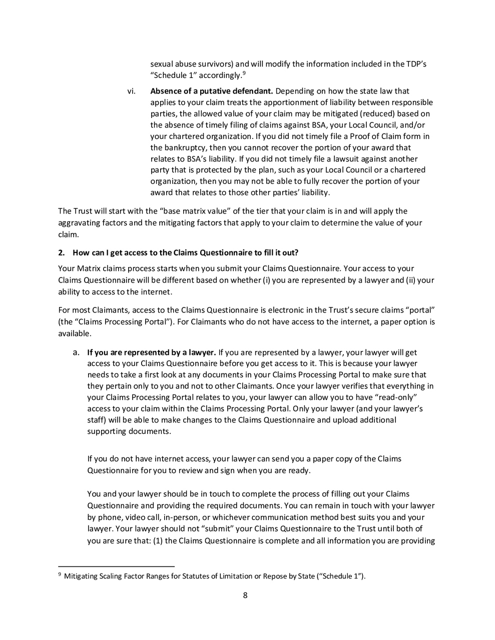 Guide To Safe Scouting Matrix.pdf Claimant's Guide to the Trust (