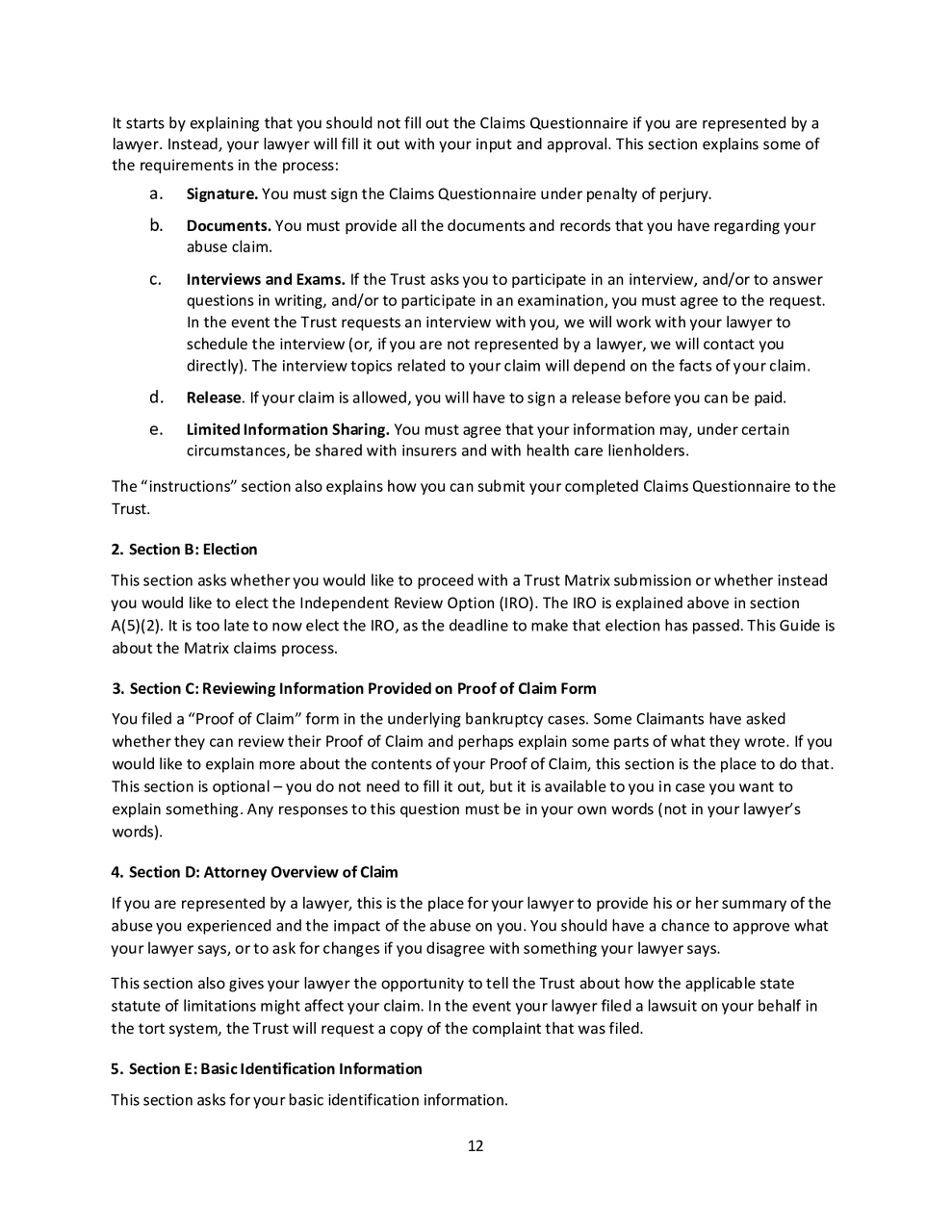 Guide To Safe Scouting Matrix.pdf Claimant's Guide to the Trust (